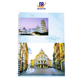 Sổ lò xo A4 Minh Châu- sổ ghi chép 200 trang - bìa hình đất nước Italya - 842 - 1 quyển