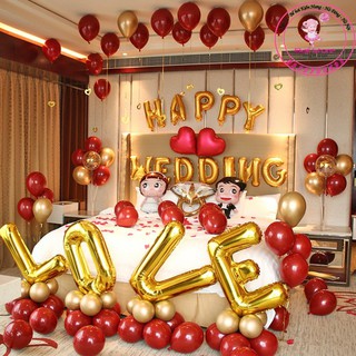 Set Bóng Happy Wedding Trang Trí Phòng Tân Hôn Nhiều Mẫu