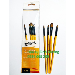 Bộ 4 Cây Cọ Vẽ Màu Acrylic Mẫu 3 BMHS0011 - Cọ bộ Mont Marte BMHS0011 (Acrylic)