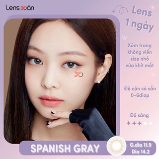 KÍNH ÁP TRÒNG 1 NGÀY SPANISH GRAY CỦA OLENS: LENS 1 DAY XÁM SIZE NHỎ TRONG VEO  | LENS XOẮN