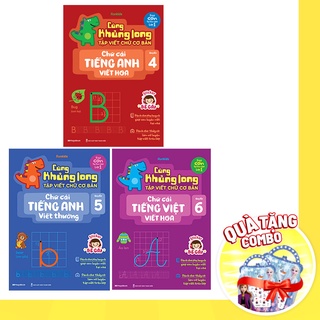 Sách Combo 3 cuốn Cùng Khủng long tập viết chữ cơ bản – (Tặng kèm Sticker bé gái 4-5-6 và quà combo)