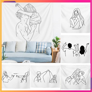 [TẶNG ĐÈN 7M &amp; MÓC TREO] Tranh vải treo tường (Trắng đen basic) Decor phòng ngủ, tấm thảm treo tường vintage