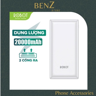 Pin Sạc Dự Phòng 20000mAh ROBOT RT20 Công Suất 10W 2 Output USB &amp; 2 Input Micro Type-C Bảo Hành 12 Tháng BenZ Store