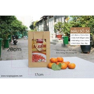 25 cái - Túi giấy kraft mặt kiếng kính đựng quà tặng 2 chai mật ong thực phẩm hàng hóa - Mẫu số 56