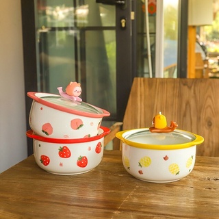 Nồi mỳ có nắp kính bằng gốm sứ siêu đẹp