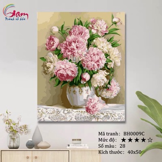 Tranh số hoá tô màu theo số Gam Tranh hoa mẫu đơn mã BH0009C