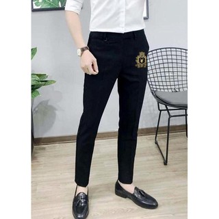 Quần Tây Đen Thêu Vương Miện Dáng Ôm Ống Côn Vải Chống Nhăn Mẫu Quần Âu Mới Nhất