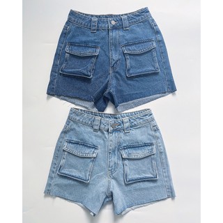 Quần short jeans túi hộp lưng cao siêu cá tính
