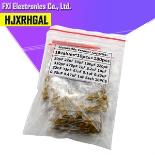 Set 10 Tụ Điện Gốm 18Valuesx10 Cái 180 Tụ Điện Gốm 20PF-105 (1UF) 50V