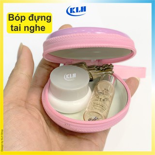 Ví đựng phụ kiện tai nghe, dây sạc điện thoại, bóp tròn kute có khóa kéo nhỏ gọn tiện ích - KLH shop