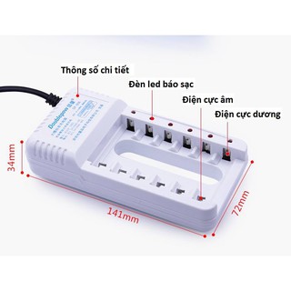 Bộ sạc Doublepow DP-B06 dùng sạc cho 6 viên pin tiểu AA hoặc AAA