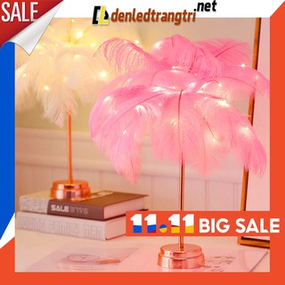 Đèn để bàn LÔNG VŨ sang chảnh đèn LED có sử dụng Pin hoặc dây cắm USB