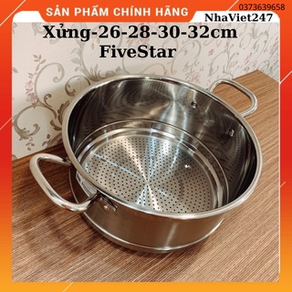 Xửng hấp inox FiveStar 26-28-30-32cm-không nắp-inox 430-giá hấp bánh-hấp cách thuỷ sáng bóng,dày đẹp-giá rẻ-BH 5N