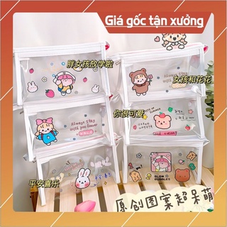 Túi Đựng Bút Trong Suốt In Họa Tiết Dễ Thương