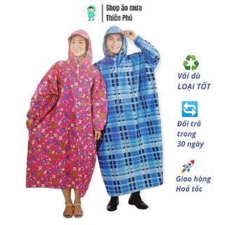 Áo mưa bít bông Vải dù nhiều hoa văn -1m45- Vải đẹp, có kèm túi đựng