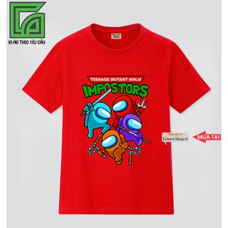 ÁO THUN AMONG US NINJA 3 MÀU ĐEN ĐỎ TRẮNG -VẢI COTTON THÁI S217