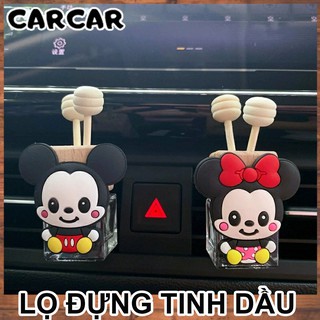 Lọ đựng tinh dầu nước hoa ô tô cài cửa gió gắn gấu Brown, chuột Mickey