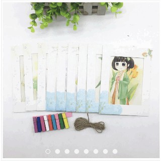 Combo 9 khung hình giấy hàn quốc - viền xanh trang nhã