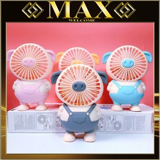 [Mã ELHA22 giảm 5% đơn 300K] Quạt Mini Tích Điện Hình Heo (Ngộ Nghĩnh) có hai size to, nhỏ, cực tiện lợi/Max