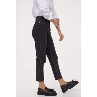 Quần Mom Jeans Nữ Lưng Cao Màu Đen M-07