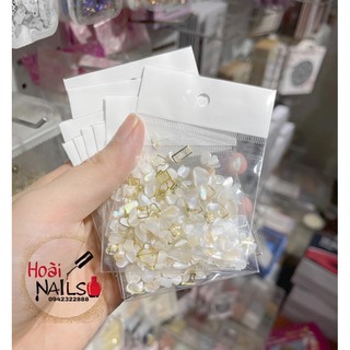 sỏi trắng mix kim loại siêu đẹp làm nail