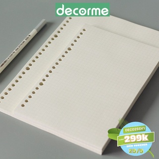 Ruột sổ còng giấy refill 20 26 30 lỗ A5 B5 A4 sổ planner bullet journal DECORME