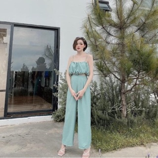 BÁN SỈ SET ÁO 2 DÂY NHÚN MIX QUẦN SUÔNG ĐŨI