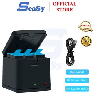 Hộp sạc máy quay GoPro 9 SEASY SS08, nắp đậy pin chắc chắn, có đèn led báo nguồn, thiết kế nhỏ gọn