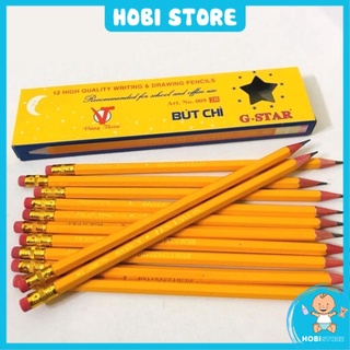 Bút chì gỗ 2b loại xịn có tẩy. 1 bút Hobi store
