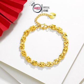 Lắc Tay Vàng Xi Mạ 24k Cao Cấp, Vòng Tay Nữ Hoa Mai Có chốt điều chỉnh độ rộng L250 Namo Jewelry