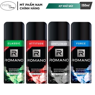 Xịt nước hoa toàn thân nam Romano 150ml Classic | Force | Vip | Attitude | Equity | Gentleman khử mùi, ngăn mồ hôi