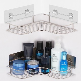 Kệ Góc Dán Tường Inox 304 Loại Xịn Không Gỉ, Kệ Để Đồ Nhà Tắm, Nhà Bếp Đa Năng
