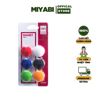 Nam châm gắn bảng Deli 7825 (KT 30mm - 1 bộ gồm 6 nam châm loại to)