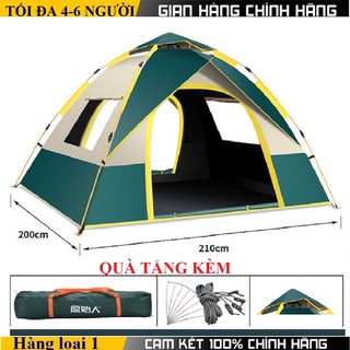 Lều Cắm Trại Lều Dã Ngoại Tự Bung 4-6 Người 2 Cửa 2 Lớp Thông Thoáng