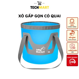 Xô đựng nước, túi chống nước gấp gọn du lịch, dã ngoại có quai xách tiện lợi dung tích 12l, 20l, chất liệu PVC bền đẹp