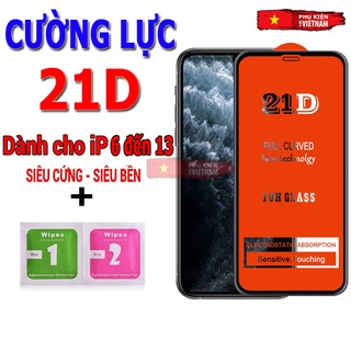 Kính cường lực full màn hình iphone 21D dành cho iphone 6/ 6s/ 7/ 8 plus/ x/ xs/ 11/ 12/ 13/ 14 Plus/ Promax