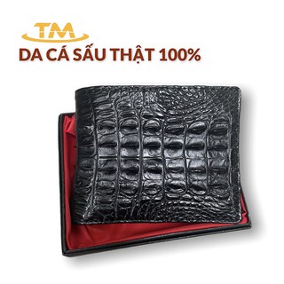 Bóp Nam Cá Sấu [HÀNG CAO CẤP] Ví Nam Da Cá Sấu Gai Lưng Cao Cấp Màu Đen ST21 Bảo Hành 24 Tháng Full Hộp