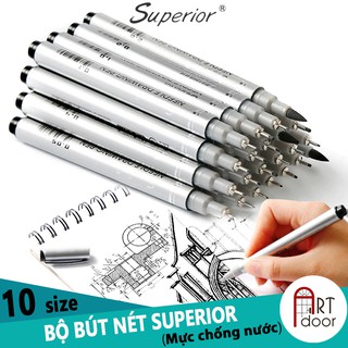 [ARTDOOR] Bộ bút đi nét Đen SUPERIOR 10 cây