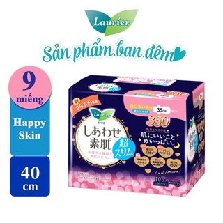 [Mã FMCGKAO52 giảm 8% đơn 250k] Băng vệ sinh ban đêm Laurier Happy Skin 35 cm 10 miếng/40 cm 9 miếng