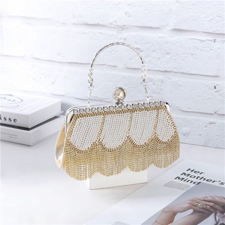 clutch đi tiệc- ví cầm tay đi tiệc tua rua pha lê nữ hoàng sang trọng (ảnh thật)
