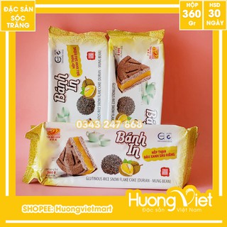 [6 BÁNH TRÒN] BÁNH IN NẾP THAN ĐẬU XANH SẦU RIÊNG 360g, đặc sản bánh in Sóc Trăng Tân Huê Viên