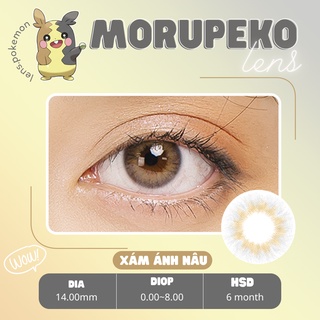 Kính áp tròng màu xám vân nâu cam MORUPEKO GRAY - lens nhập khẩu chính hãng Hàn Quốc.