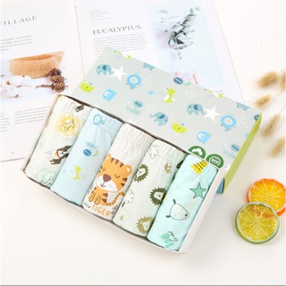 Hộp 5 quần lót bé trai Hàn Quốc 100% cotton mẫu Vườn Thú Nhỏ