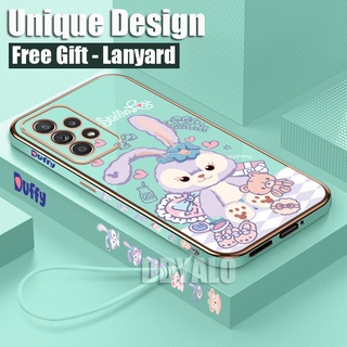 (Dây buộc miễn phí) Ốp Điện Thoại Viền Vuông Mạ Điện Họa Tiết Thỏ Sang Trọng Cho Samsung M31 Note 10 Plus J2 J4 J6 J7 Prime Plus