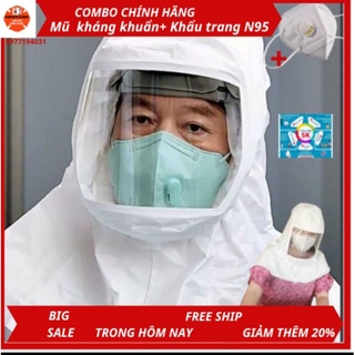Kính bảo hộ kèm mũ trùm đầu kháng khuẩn bảo vệ chống dịch dành cho nhân viên y tế kèm khẩu trang N95