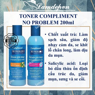 Toner No Problem Compliment cho dầu mụn Trứng cá - Đầu đen 200ml