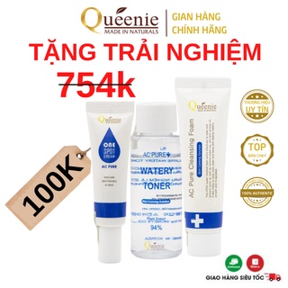 Bộ Mỹ Phẩm Chăm Sóc Da Mụn Trứng Cá, Mụn Bọc Queenie 3 Sản Phẩm [SP Trải Nghiệm]