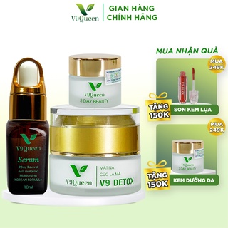 [COMBO] Kem Nám Tàn Nhang V9Queen, Bộ Sản Phẩm Chăm Sóc Da V9 Detox 30ml, 9Day Revival 10ml, 3Day Beauty 10g
