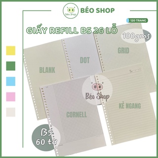 Sổ còng B5 26 lỗ thanh binder bìa nhựa Béo Shop ruột giấy refill phụ kiện set khổ B5 planner bullet journal