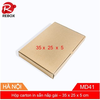 Hộp Carton 35x25x5 - 75 hộp gói hàng quần áo dẹt nắp cài giá rẻ - hộp trơn